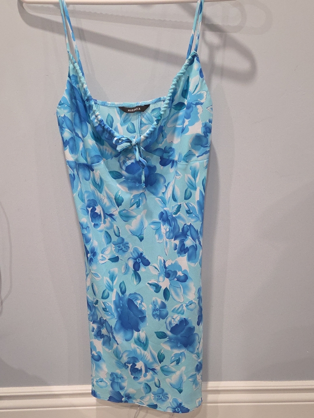 Y2K Blue Floral Slip Mini Dress